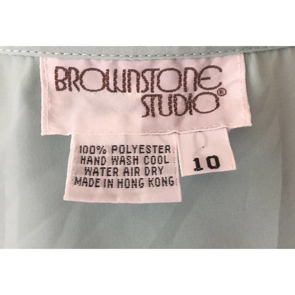 EUC Brownstone Studio VTG Vintage Long Sleeved Shimmery Teal Green Blouse - Picture 5 of 8